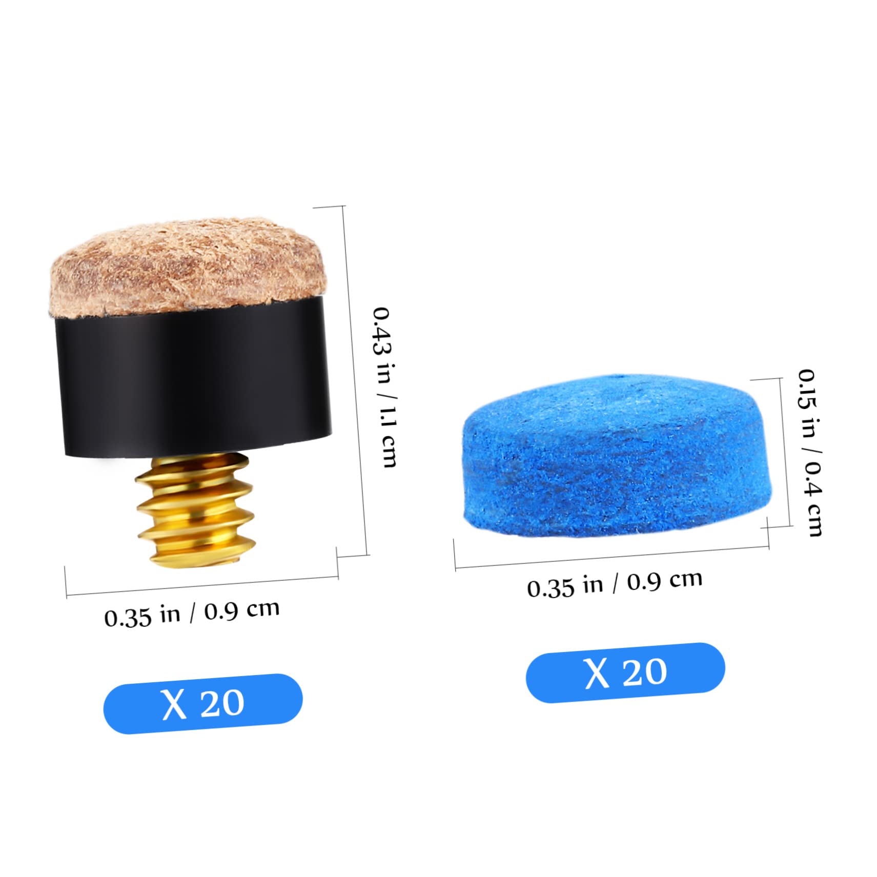 Happyyami 40Pcs Replacement Tips for Billiard Leather Tips Single Tips Easy to Install Pool Accessories for Billiards and Snooker Games