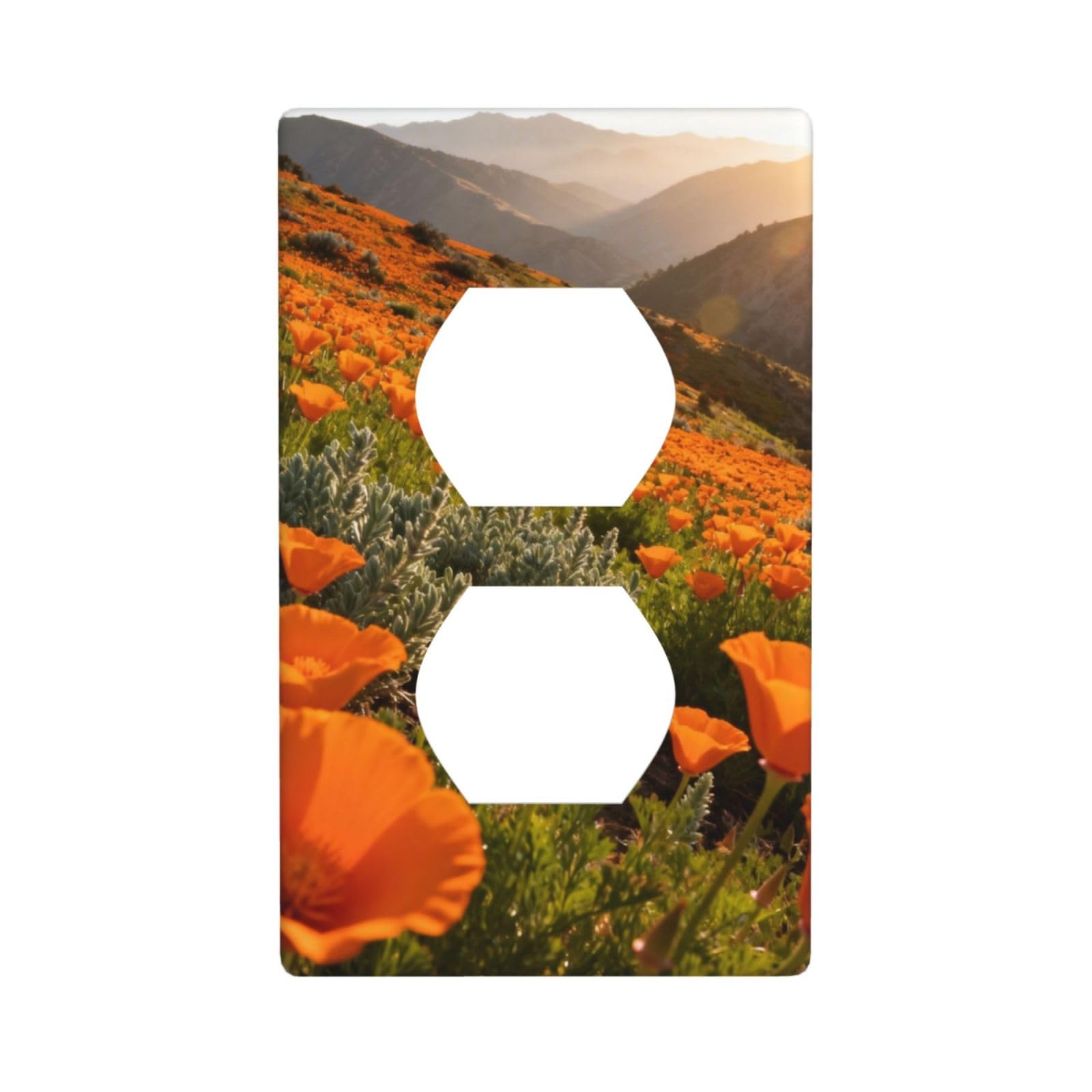 Cntdbu White Poppy Fields Unbreakable Polycarbonate Switch Plate-1 Gang Screwless Wall Plate For Home Office
