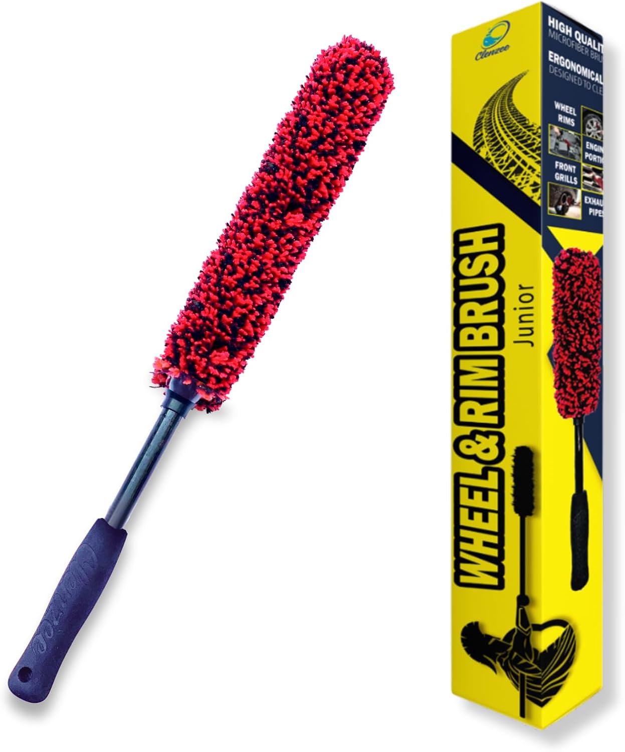 Premium Microfiber Wheel Cleaner Brush | Soft Non-Metallic Rim Cleaner Brush with Ergonomic Handle | Durable Wheel Brush for Cleaning Rims & Wheels | Small Size - Amazon product rated Grade A