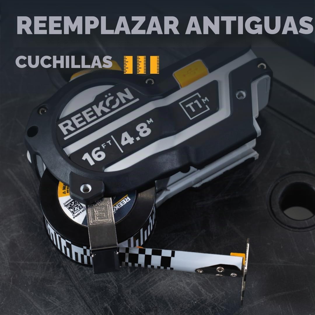 REEKON T1M - Cinta digital métrica (7,6 m) - Herramienta de medición y seguimiento inteligente Bluetooth, precisión de 0,5 mm, memoria 1000+ medidas, pantalla LCD, batería recargable 150+ horas