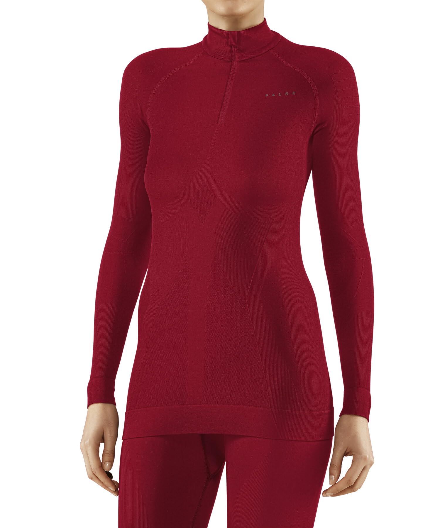 FALKE mujer Maximum Warm High Zip Neck camiseta técnica deportiva manga larga para climas fríos a muy fríos secado rápido transpirable sostenible hilo funcional 1 pieza