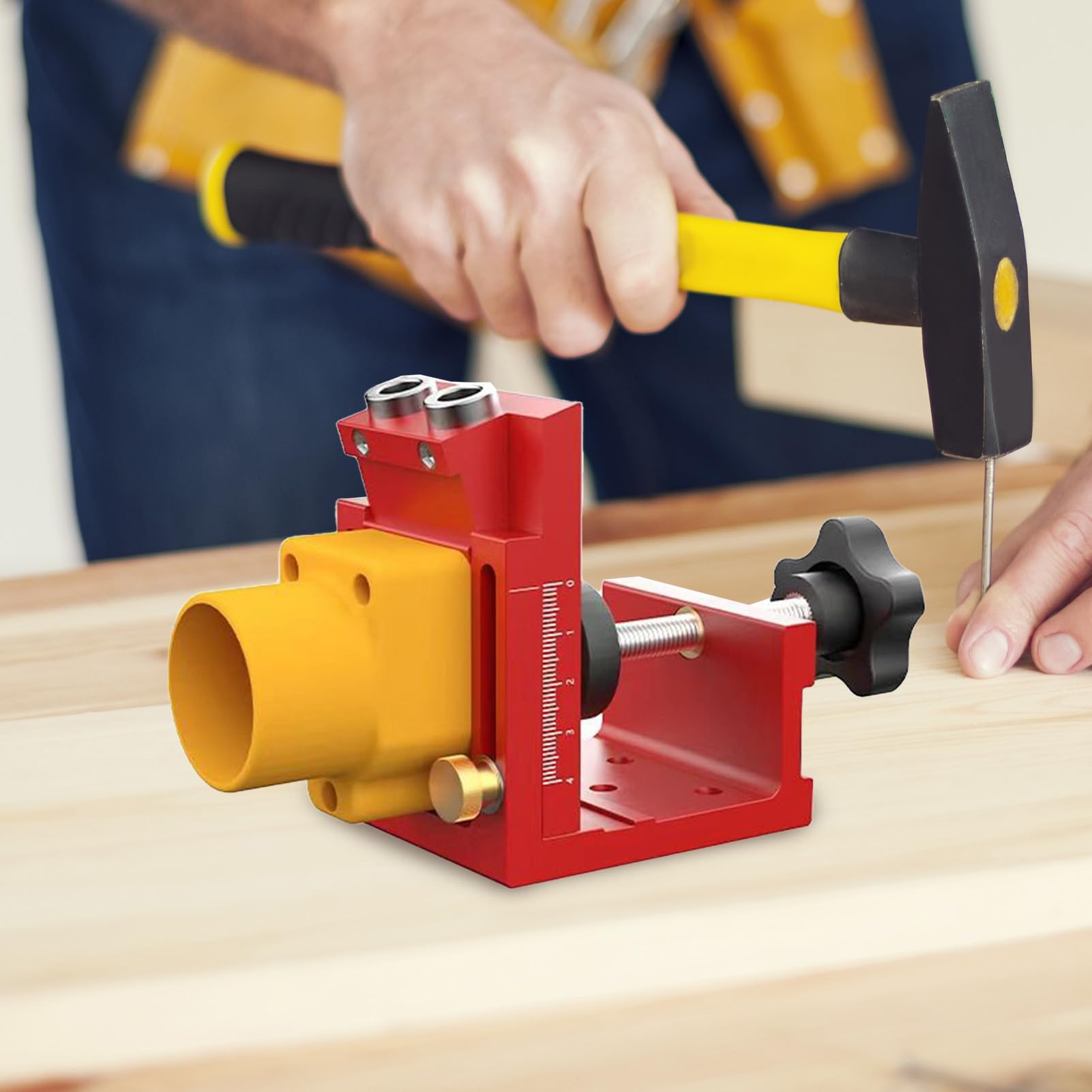 Pocket Hole Jig Kit, regulowany przewodnik po wierceniu drewna z systemem zbierania kurzu, precyzyjna lokalizator do montażu szafek, biurka i mebli, hobby lub projektów