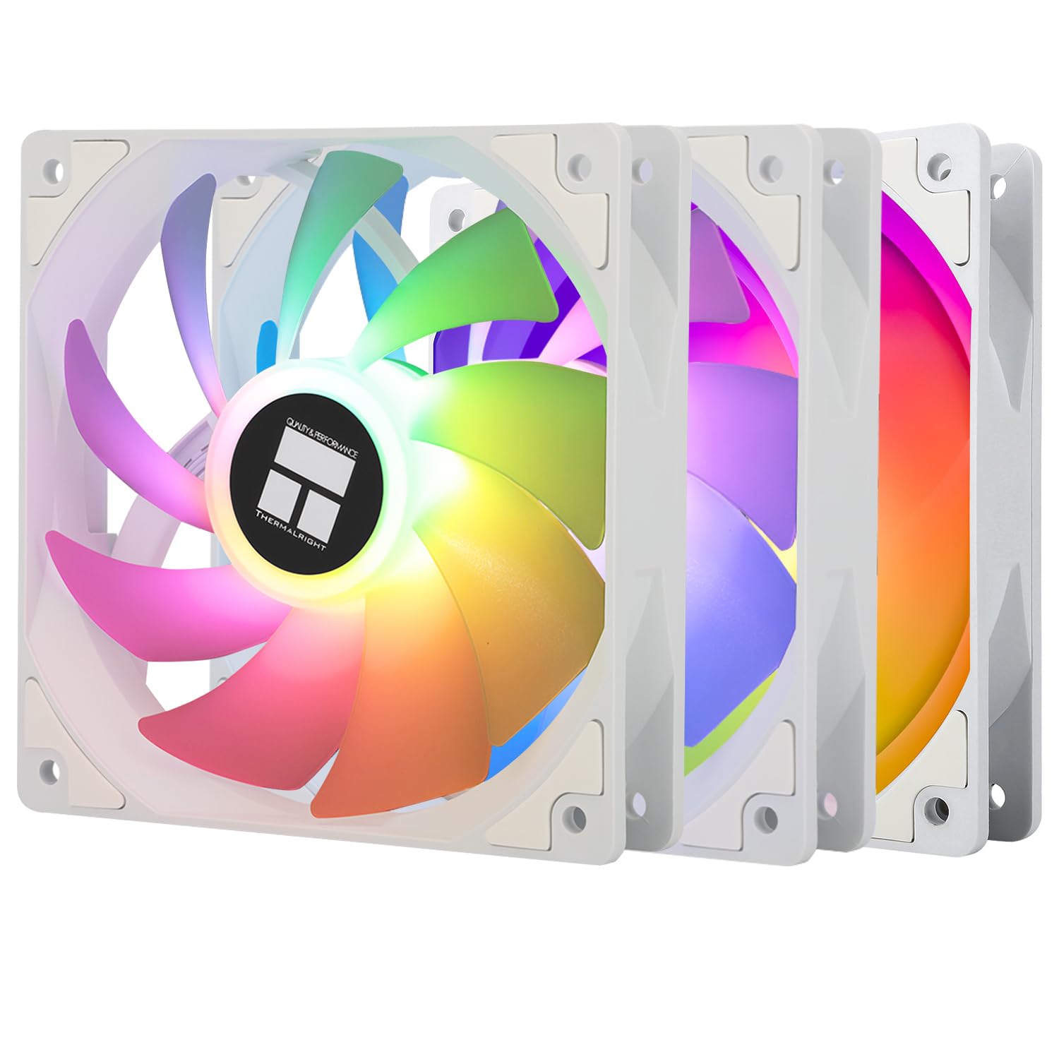 Thermalright TL-C12CW-S X3 CPU Fan, 120mm 4pin PWM Silent Computer Case Cooler Fan, with S-FDB Bearing Included, up to 1500RPM PC Cooling, White ARGB （3 Quantities）