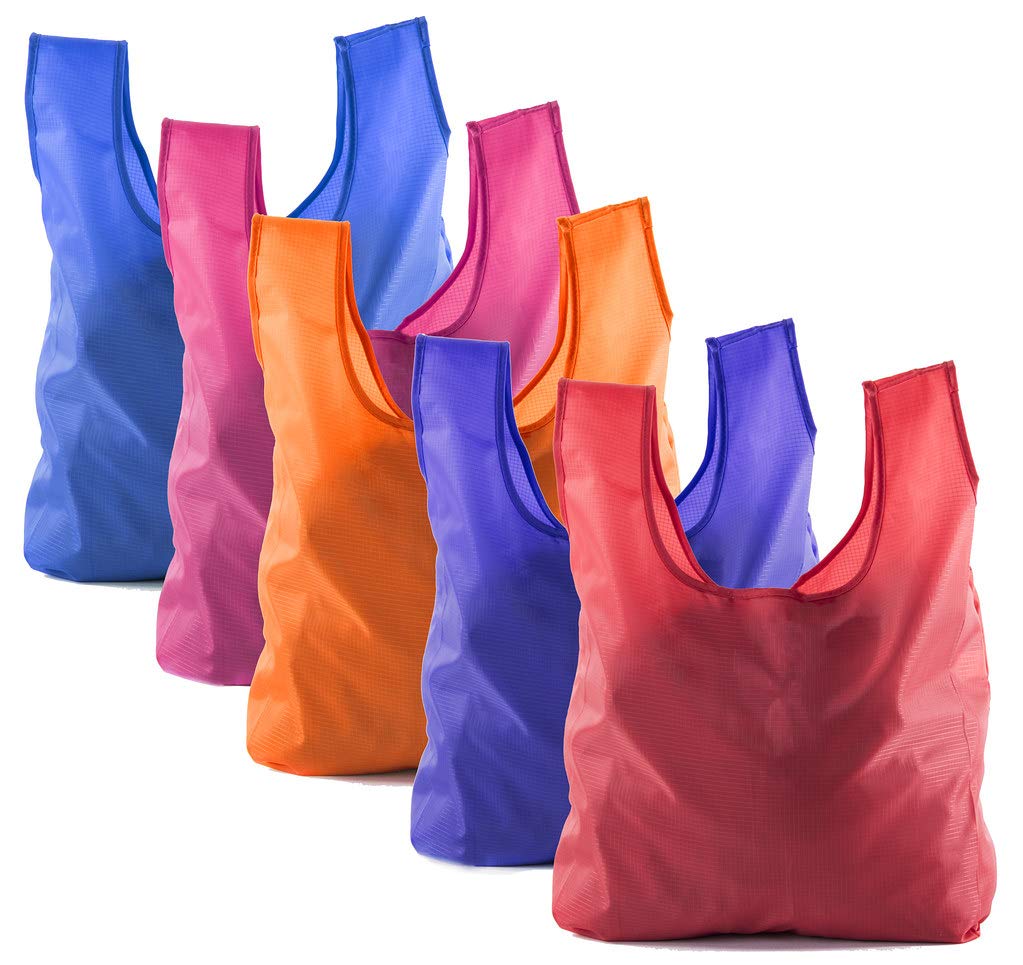 Mato & Hash Reusable Grocery Bags | Foldable w/Integrated String Pouch | Ripstop Nylon Tote
