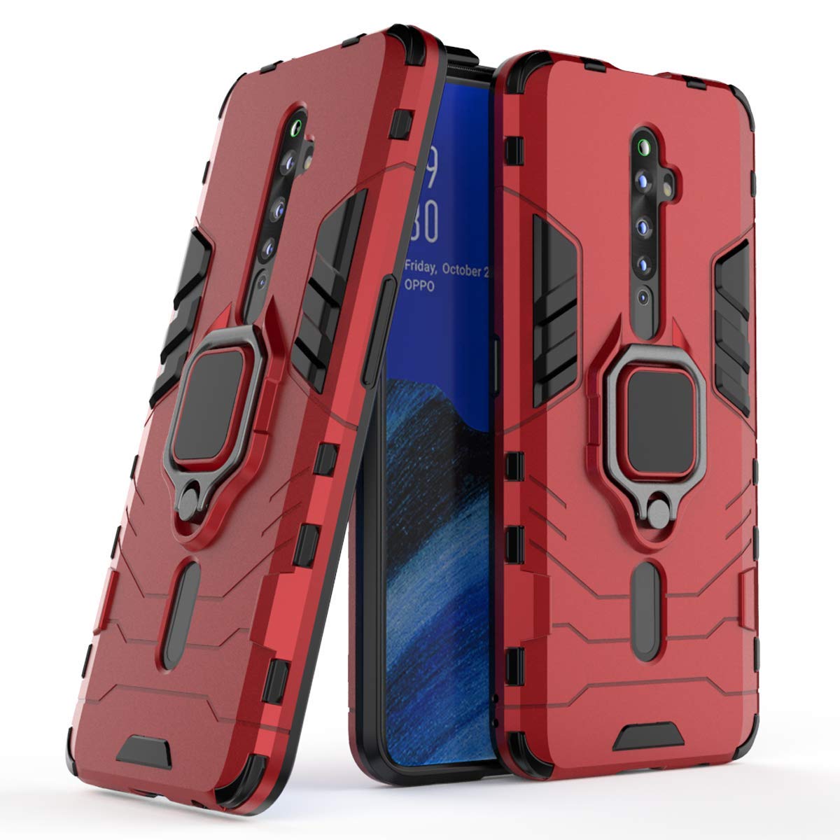 MRSTER Funda OPPO Reno4 Pro 5G, Armor Funda con 360 Anillo Soporte, Anti-Arañazos con Absorción de Choque Resistente Carcasa Protectora para OPPO Reno4 Pro 5G. HB Black — view 15