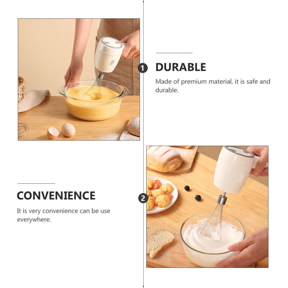 SOLUSTRE Elektrischer Handmixer Edelstahl Schneebesen Wiederaufladbare Küche Handmixer Rührer Rührer Milchaufschäumer zum Einfachen Schlagen von Eiercreme Mischen von Kekskuchen