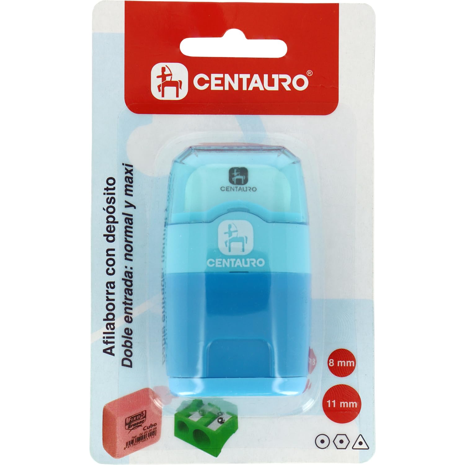 Centauro, Sharpener with Double Input: Normal and Maxi, Diameters: 8 and 11 mm