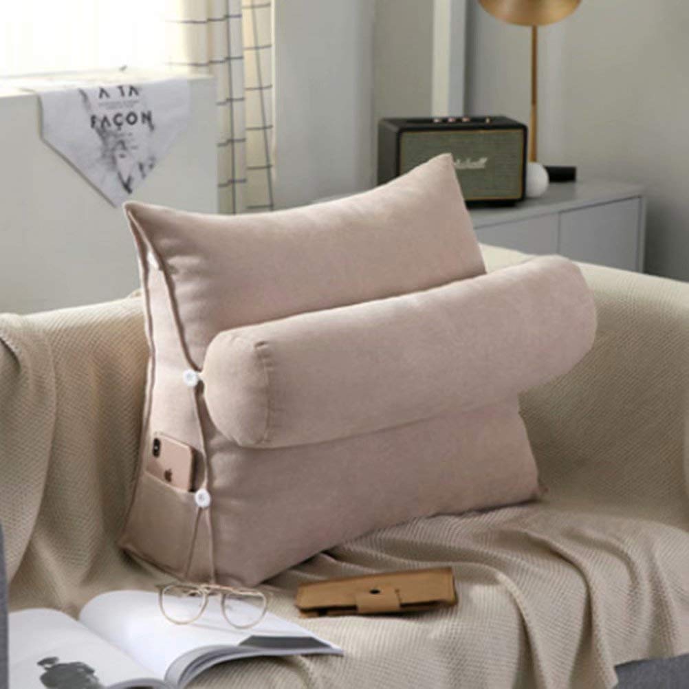 Coussin de lecture triangulaire réglable beige 45x45cm pour dos et lombaires Z-one