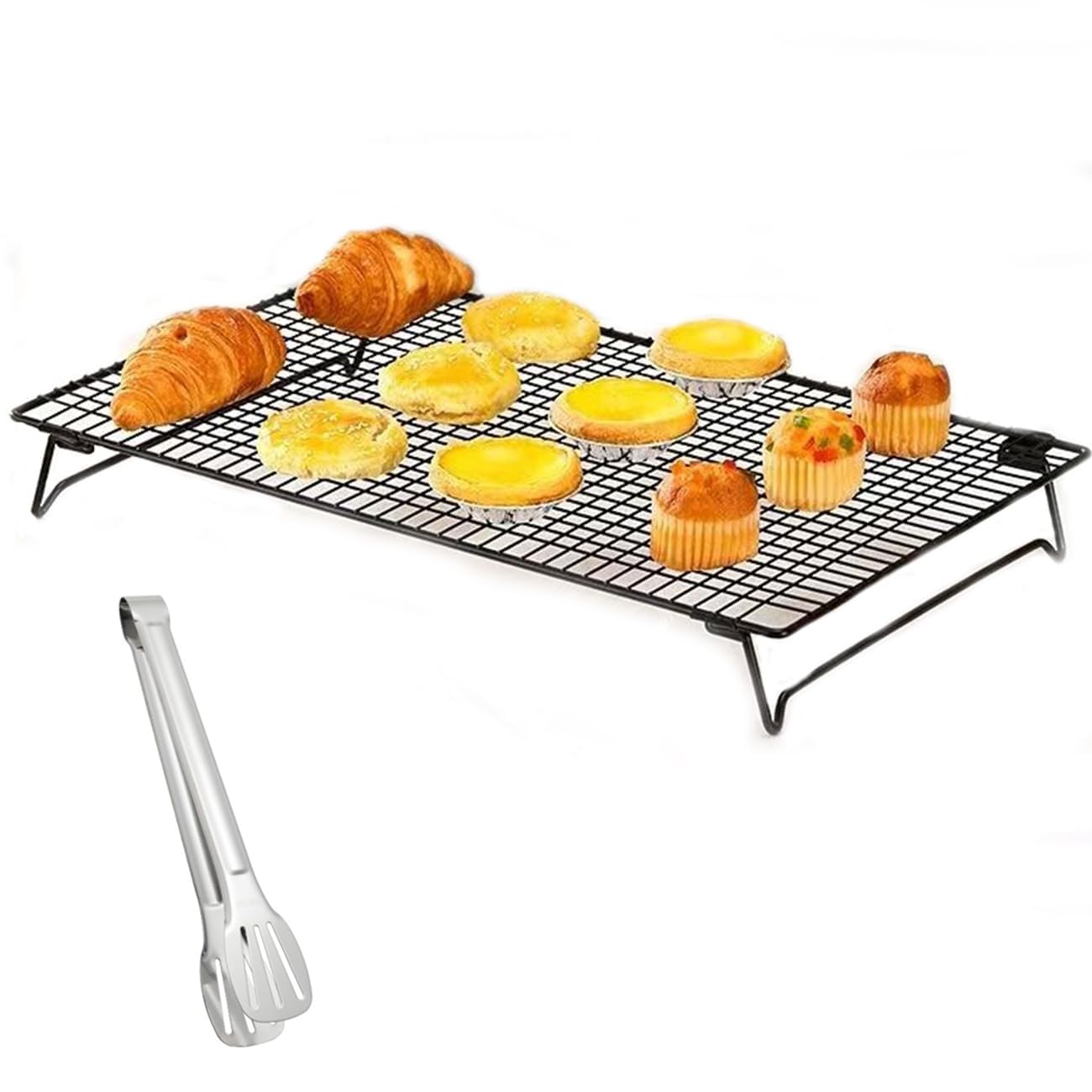 Cake Coolers - Set of 2 Cooling Rack Cooler Mesh Baking Cooling Rack Non-stick Cake Cooling Rack Cake Cooler Cooling Rack High and Low Temperature Resistant Slotted Tongs Cake Cooler Square Cookware