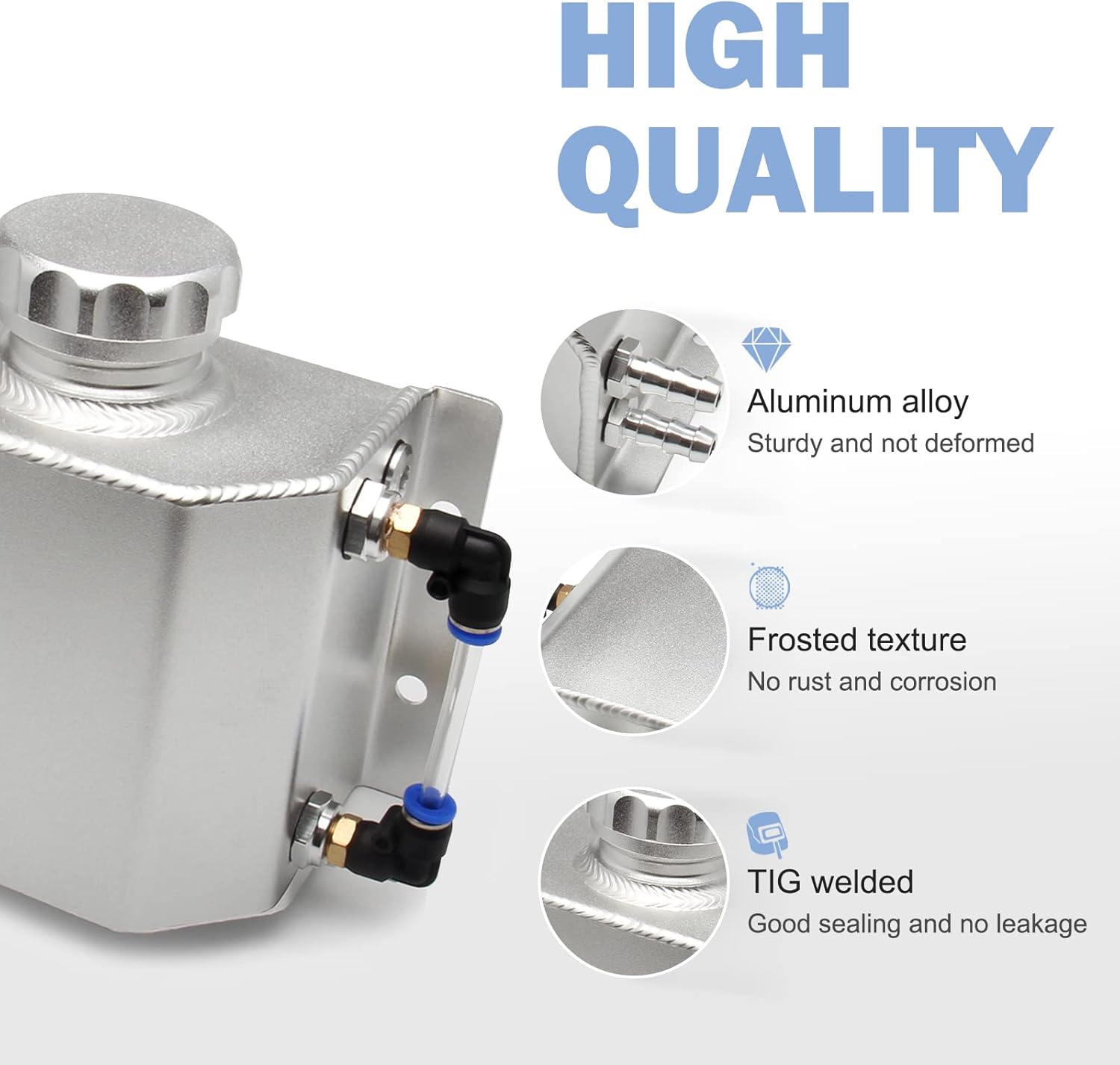 Universal Coolant Reservoir Overflow Tank 1l Aluminum Coolant Radiator Expansion Tank Silver