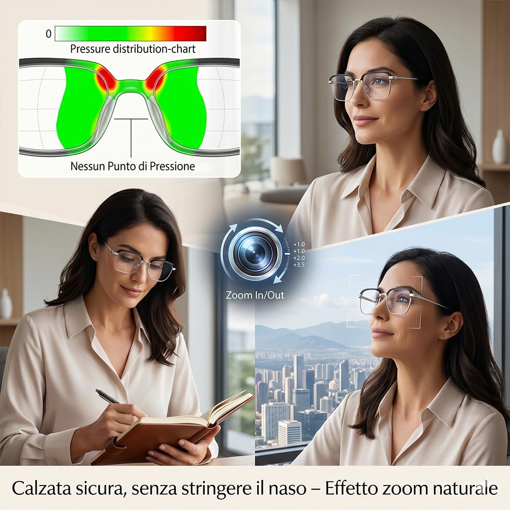 Occhiali autoregolanti, Occhiali con messa a fuoco automatica – Tecnologia Autofocus a Cristalli Liquidi per Vista Nitida da Vicino e Lontano + Custodia Inclusa – Per Uomo e Donna