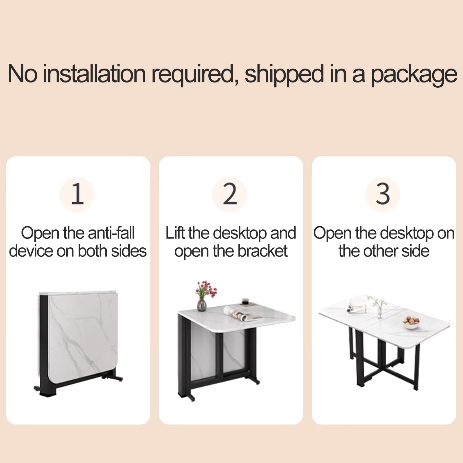 Table de salle à manger pliante peu encombrante – Bureau d'extension pour petites cuisines et salles à manger – Ensemble de table multifonction en bois parfait pour les espaces compacts