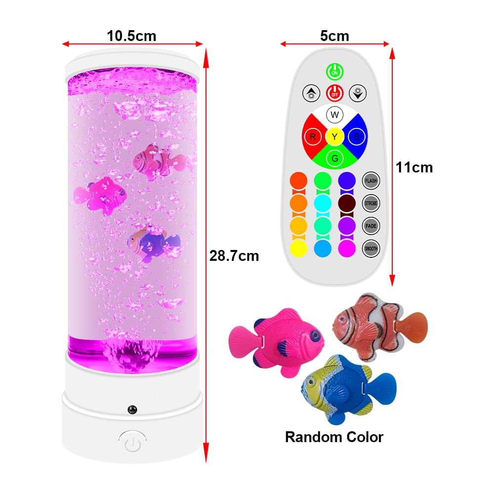 Bubble Fish Lampa LED do akwarium, nastrojowa lampa z pilotem zdalnego sterowania, lampa lawowa z 16 zmieniającymi się kolorami, odpowiednia do biura, domu, prezenty dla dzieci lub audlts