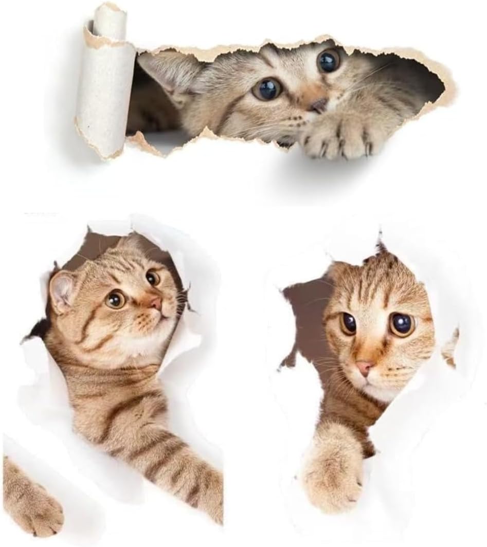 3pcs Cartoon Cat Toilet Seat Sticker - Self-Adhesive Wall Decor for Bathroom, Bedroom, Living Room