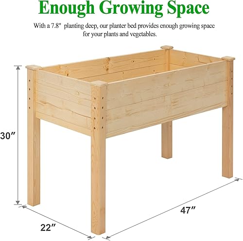 Miniatura 4 de GARFANS Jardinera elevada de madera de 4 pies, maceta elevada de madera maciza para exteriores, kit de caja de jardín con patas para verduras,