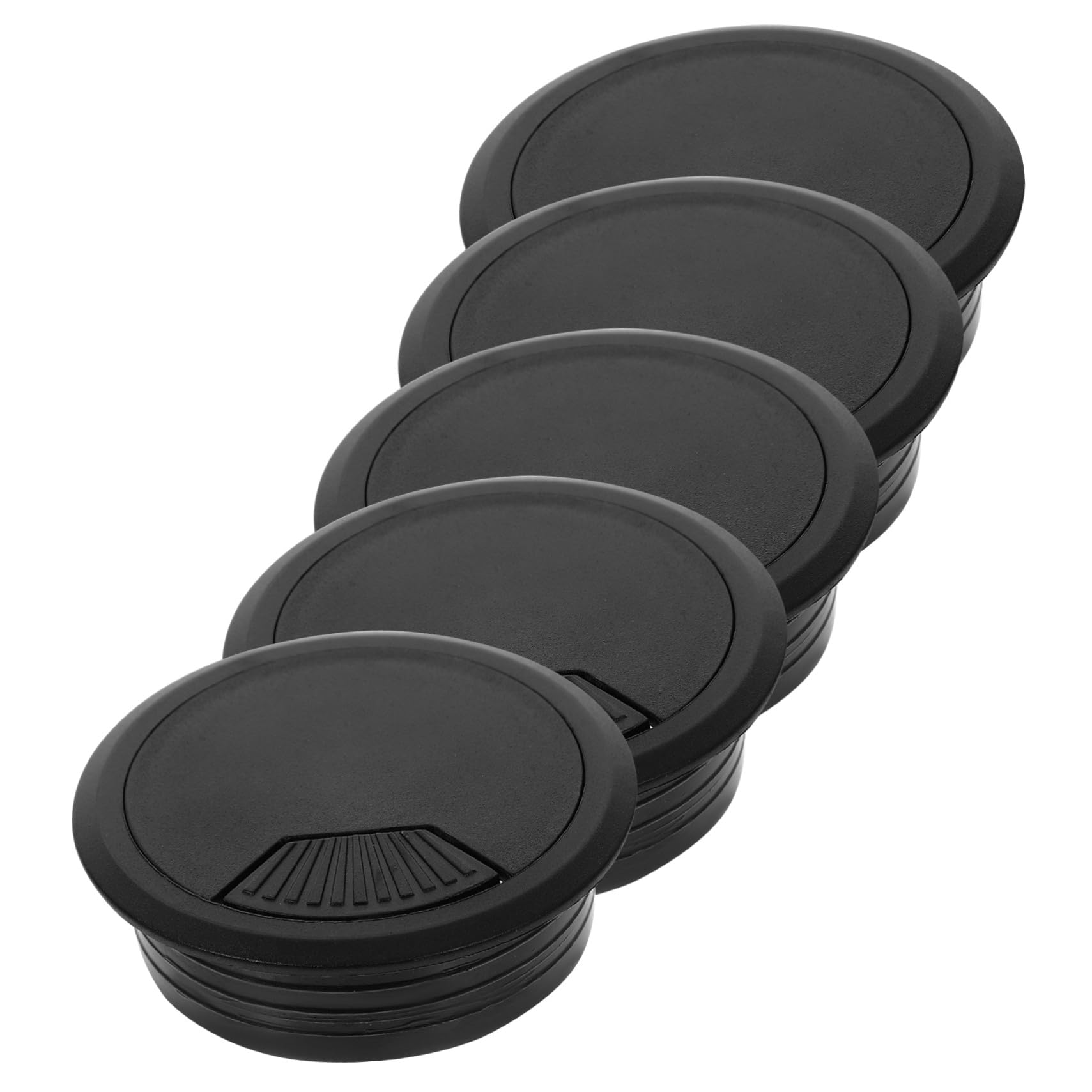 Lot de 5 Cache-Trous de Câble 50 Mm en Abs Noir Passe-câbles de Bureau Rond Organiseur de Câbles pour Mobilier et Bureau Installation Facile