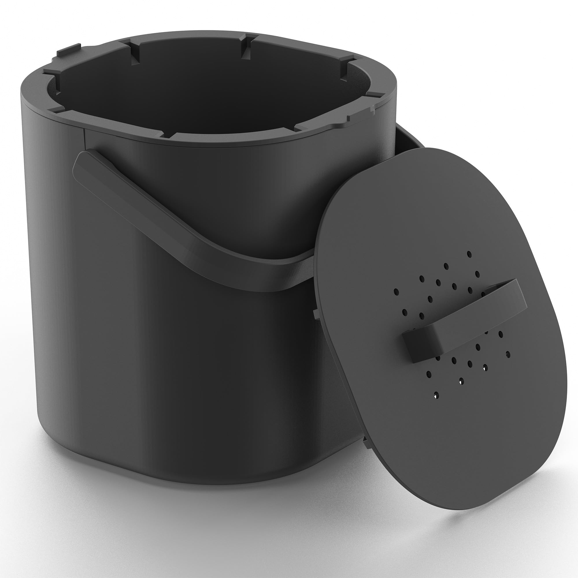 PTMS® Biomülleimer Küche 6L - Biomüll mit Aktivkohlefilter & Deckel zum Einhängen - geruchsdicht, spülmaschinenfest und Innensieb - Komposteimer Küche in modernem Design - in 5 Farben