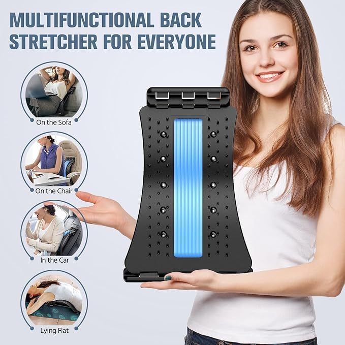 Image of Back Stretcher for Pain Relief Multi-Level Back Support for Lower & Upper Muscle Pain Relief Spinal Curve Back Relaxation Device for Bed,Chair,Car.