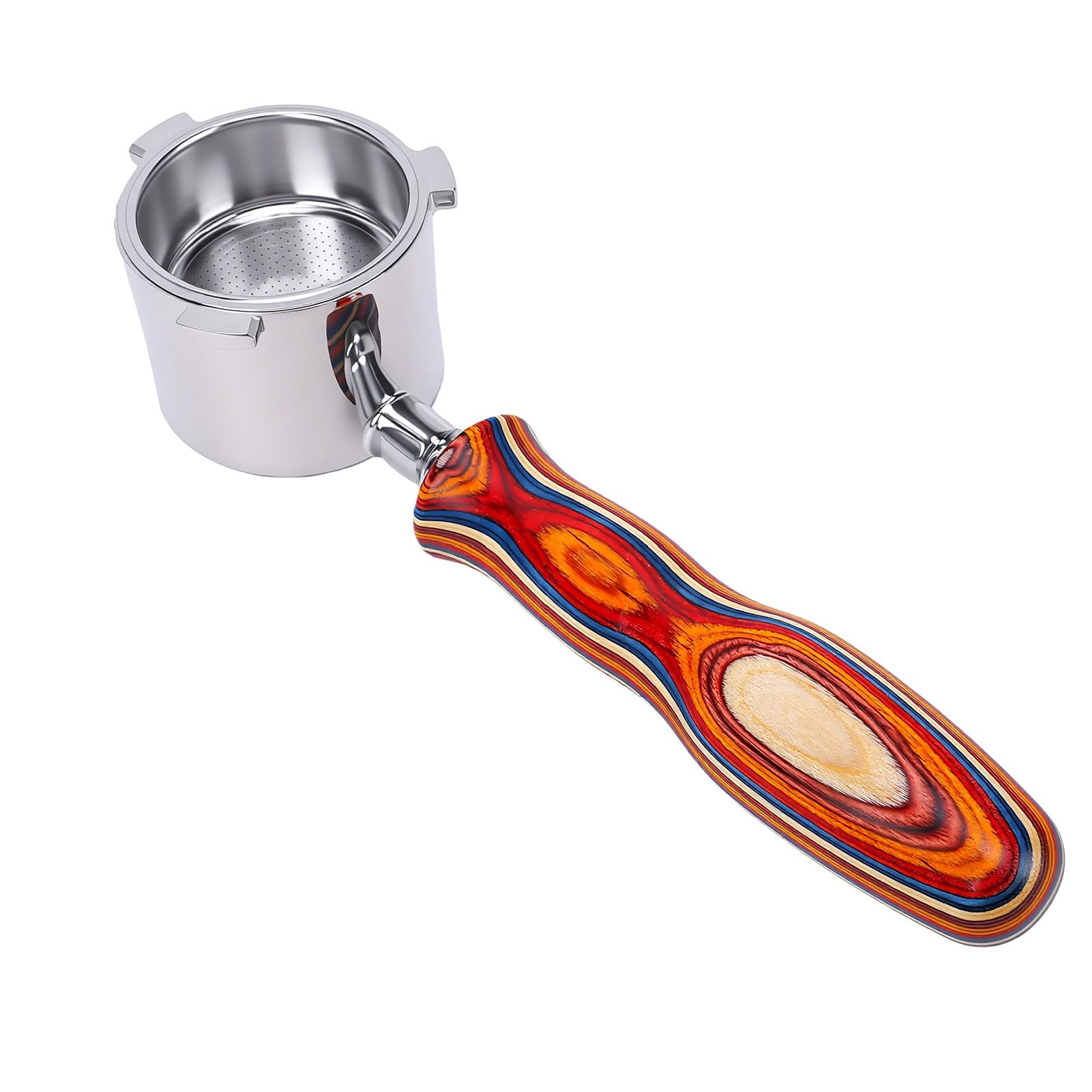 RIZGHWOY Portafiltro Senza Fondo 51 Mm, Accessorio per Macchina da caffè 3 | Manico in Legno Colorato, per EC9155 EC9255 EC9355, Betulla Bianca
