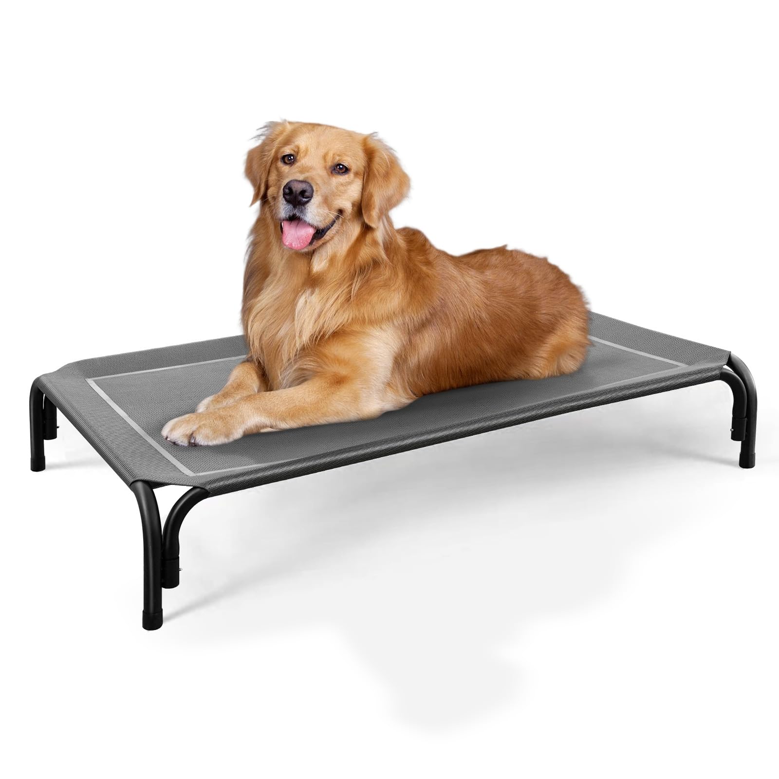 DOPEDIO Raised Dog Bed Dark Grey XL Size Cooling Breathable Elevated Pet Bed Outdoor for Travel and Garden