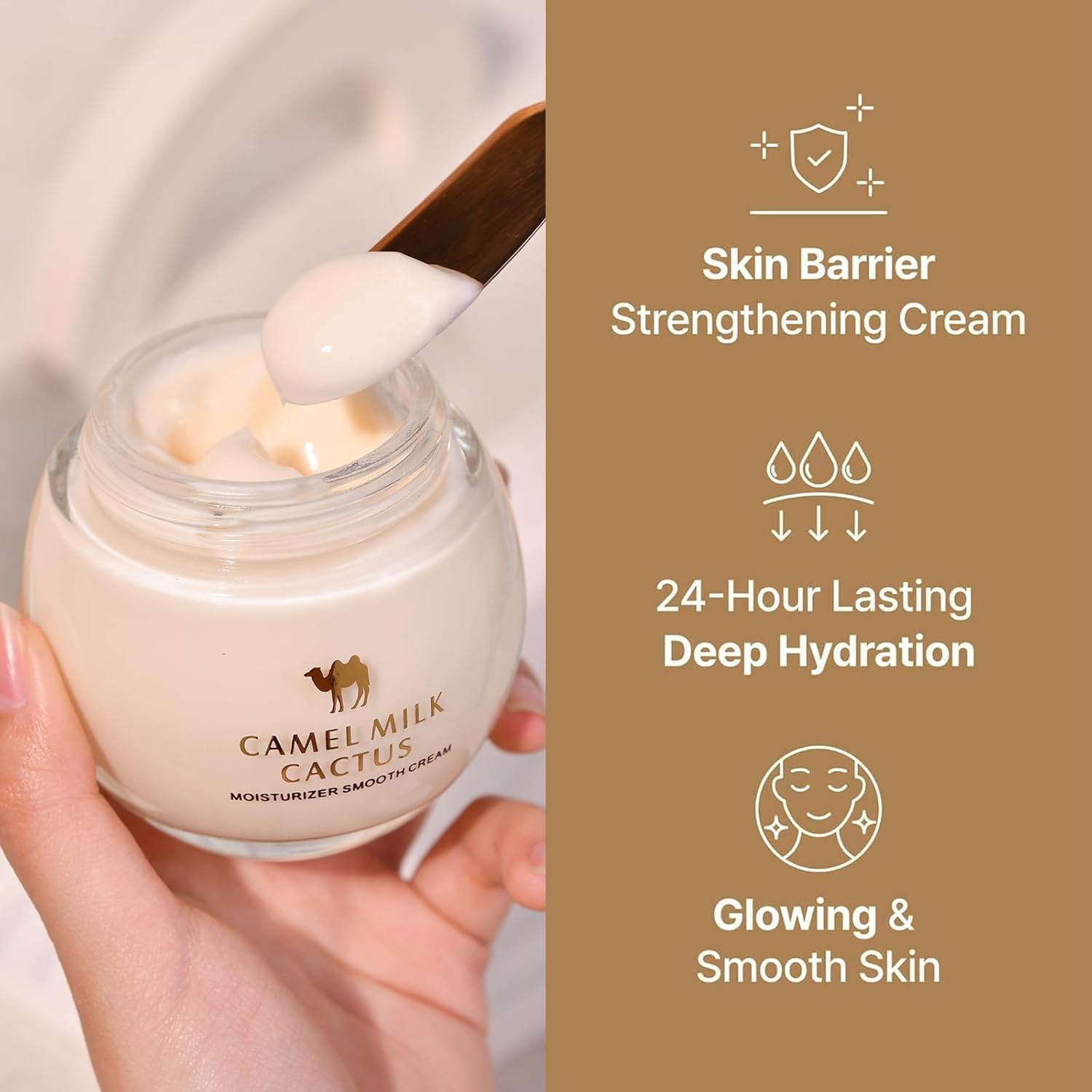 Camel Milk Cactus Moisturizing Repair Cream, Anti Wrinkle Moisturizer Face Cream for Dry & Combination Skin, Anti Aging, Dark Spot Remover for Face, Firms & Nourishes, Fast-absorbing | 130g/4.586oz - Image 6