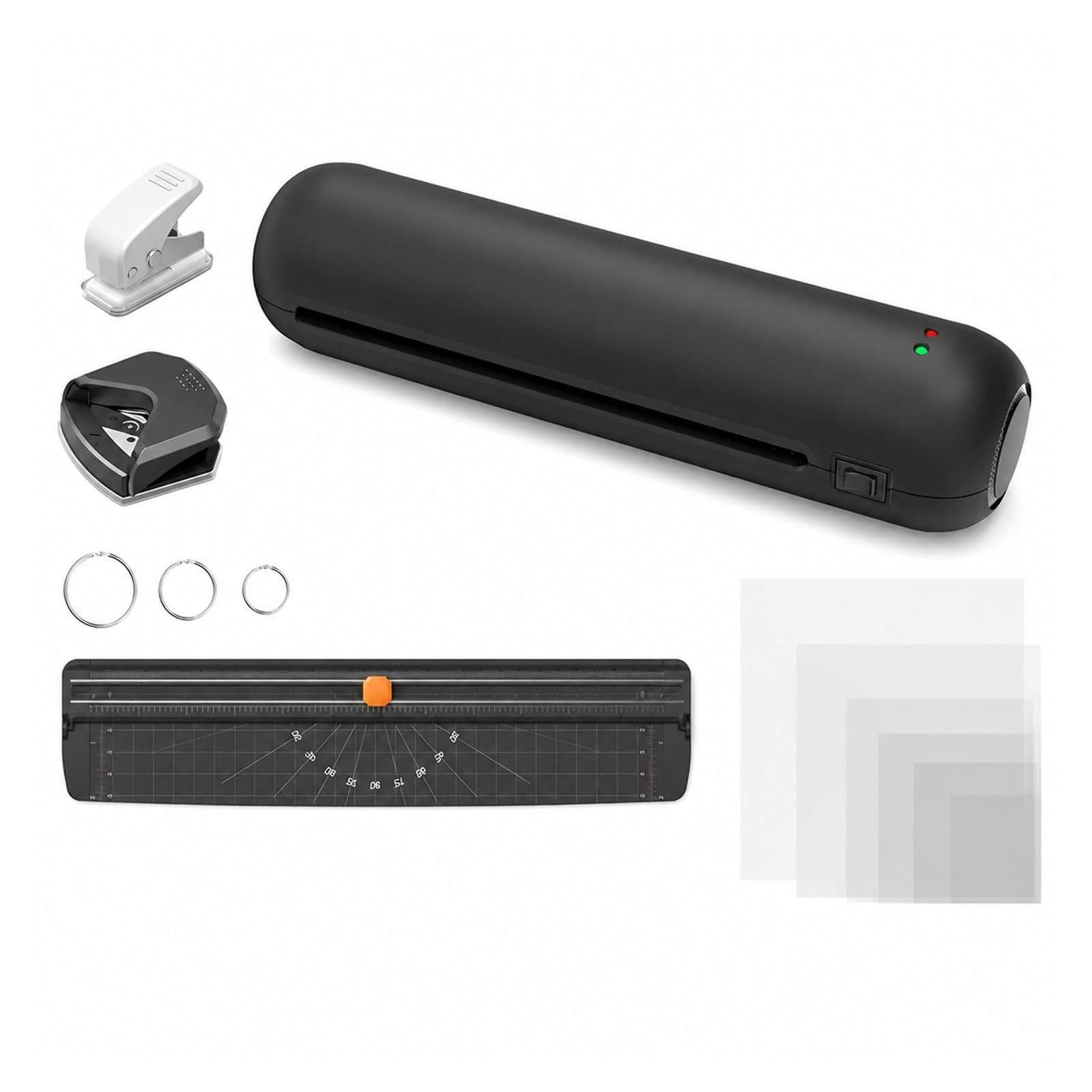 Laminator, Zestaw Do Laminowania Biurkowego A4 230 Mm do domu i biura | Laminowanie Na Gorąco I Zimno, System 2 Rolek, Maksymalna Szerokość 9 Cali, Z Obcinakiem(Black)