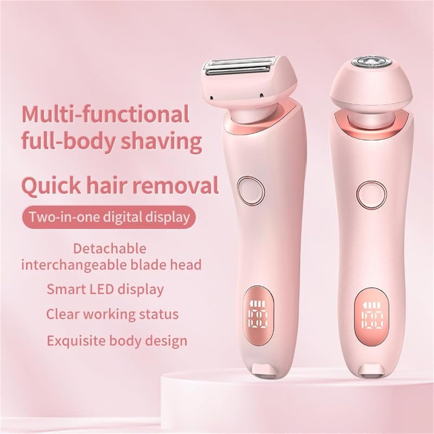 Rasierer Damen Elektrisch, Intimrasierer für Frauen,Smooth Skin,Elektrische Trimmer Rasierer mit LED-Anzeige für Damen (2 Stück)