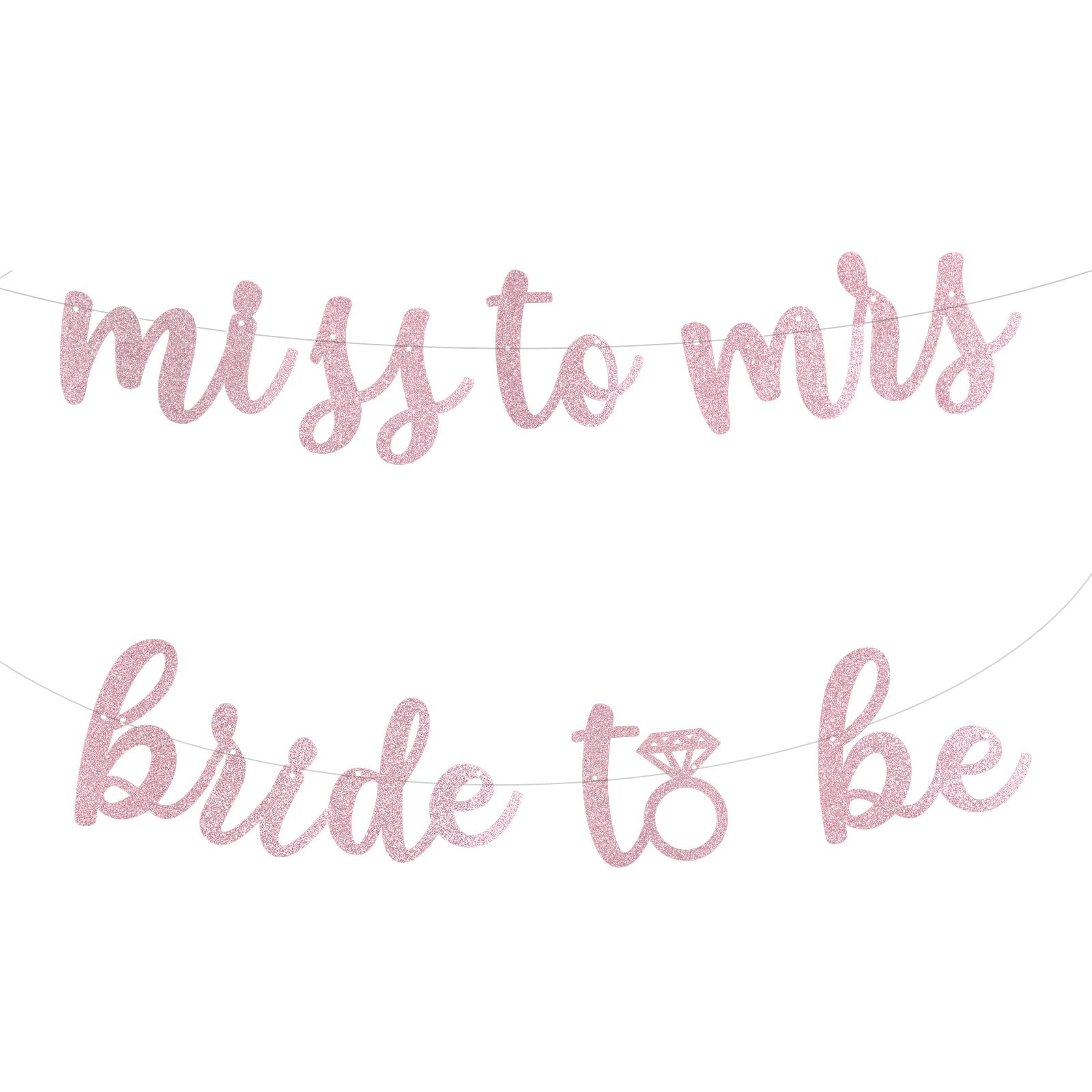 PEUTIER Bride to Be Banner, Pre-Strung Glitter Cardstock Occasion Banner, Pink, Size M, Wrinkle Resistant, Indoor Bridal Celebrations, Wall Mount, 3m/9.84ft