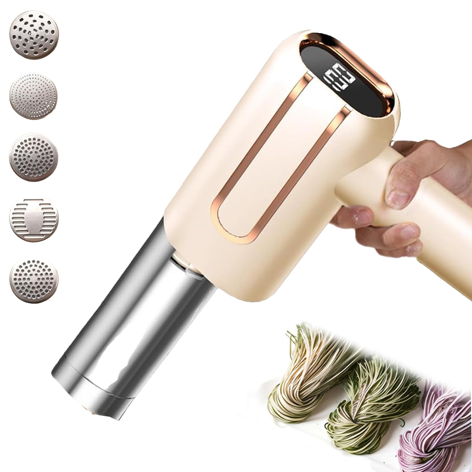 Maquina Pasta, 40W Maquina Pasta Fresca 4000 Mah Maquina Para Hacer Pasta Prensa Para Pasta Con 5 Modos Para El Hogar Al Aire Libre Camping Restaurante