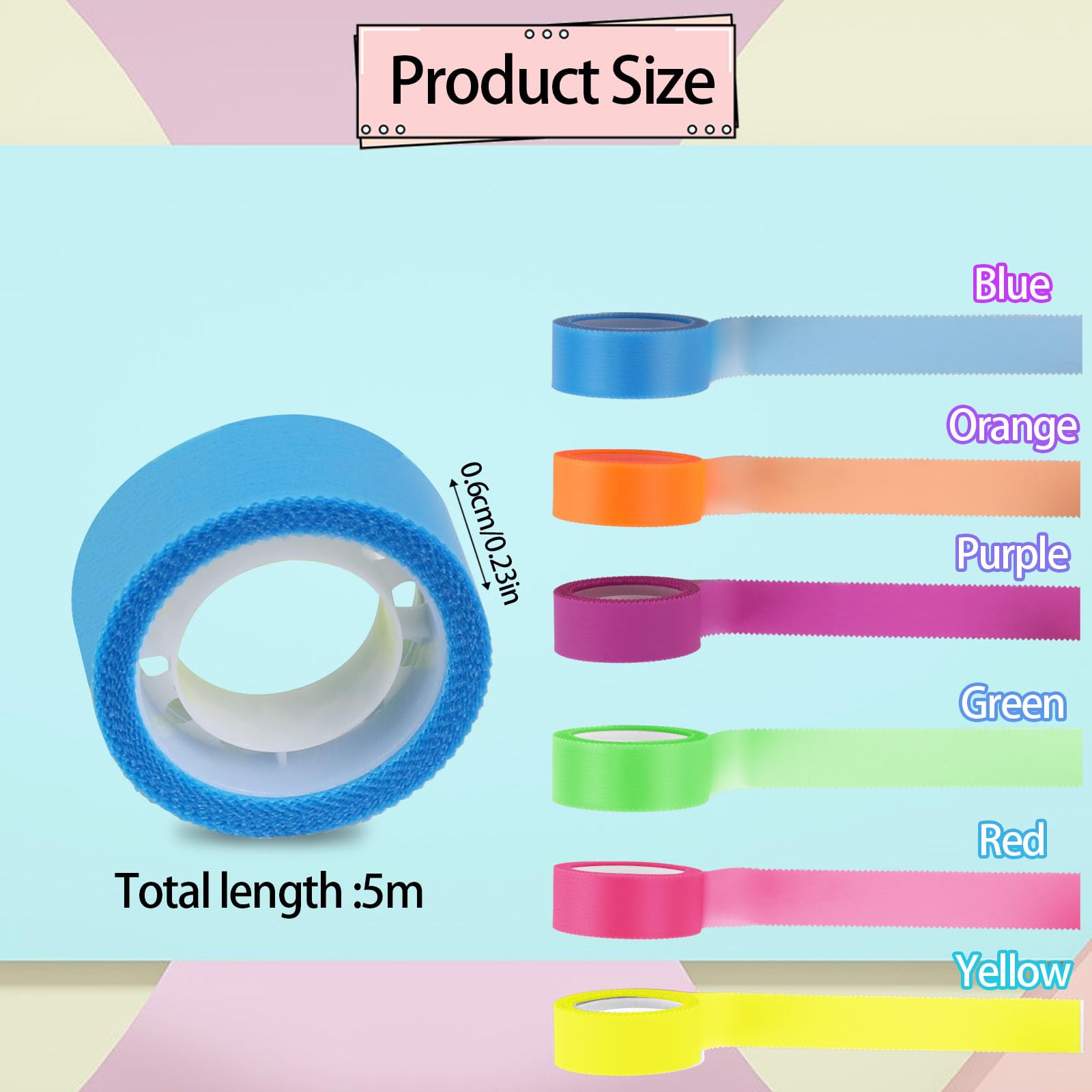 Lot De 6 Rouleaux De Ruban Adhésif Coloré En Tissu Washi Tape Pour