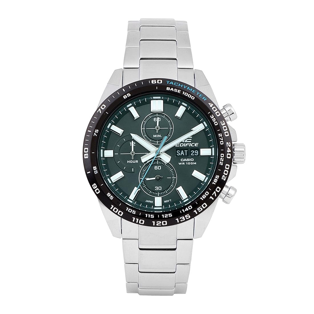 Casio Edifice EFR-574DB-3AVUDF Green Analog Dial Silver Stainless Steel Band Mens Watch Chronograph 100M Water Resistant ED595 (B0CN2RLTPL) Amazon Price History, Amazon Price Tracker