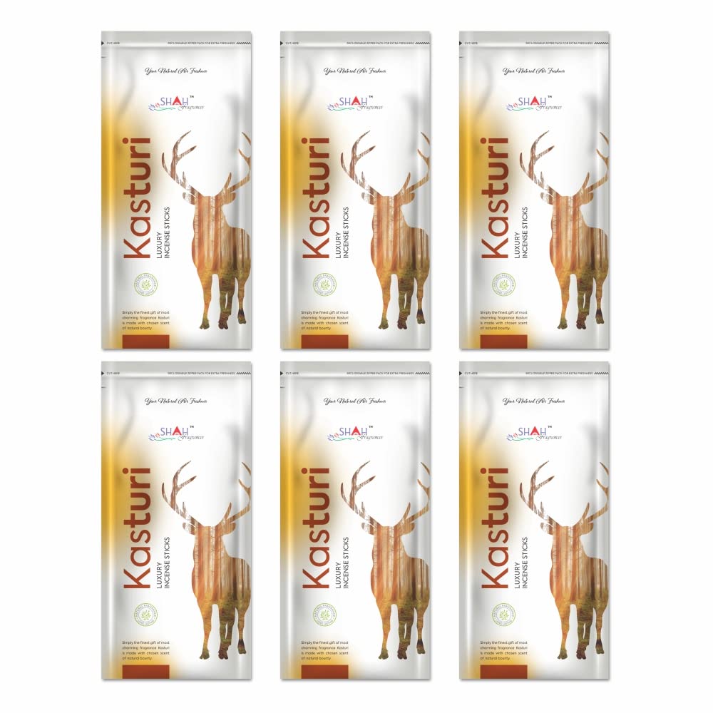Shah fragrances Kasturi Zipper incense sticks (pack of 6 * 100 grams)