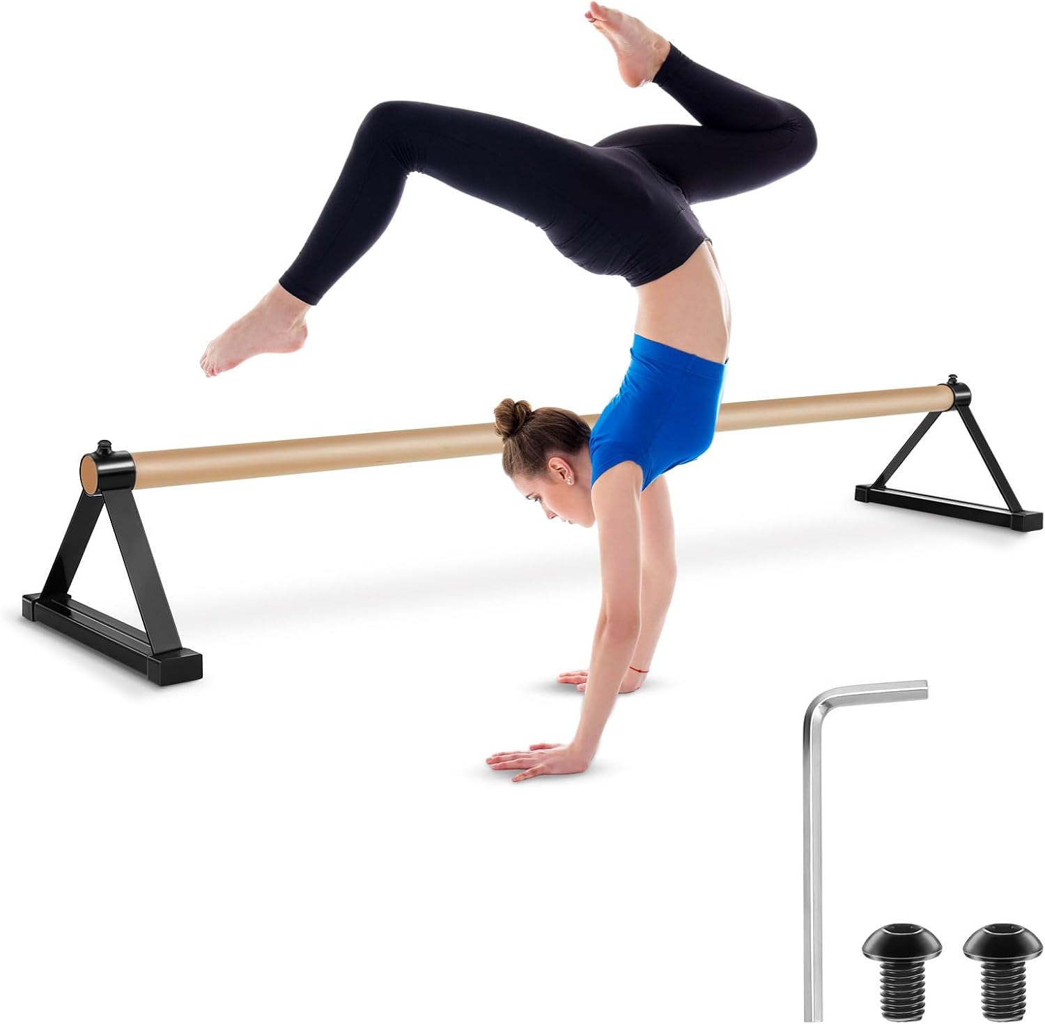 Leyndo Wood Pirouette Bar Wood Parallettes Set Push up Bars for Gymnast Handstands Floor Training, 54 Inches in Length