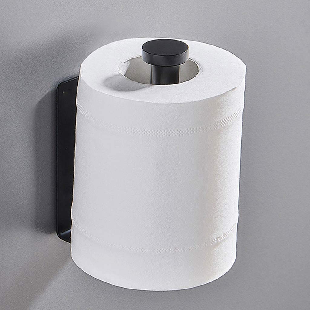 A Parete Supporto di Carta igienica, Nero Parete Multifunzionale in Acciaio Inox portasciugamani Bagno Titolare Carta(26 * 9 * 7.5cm.)