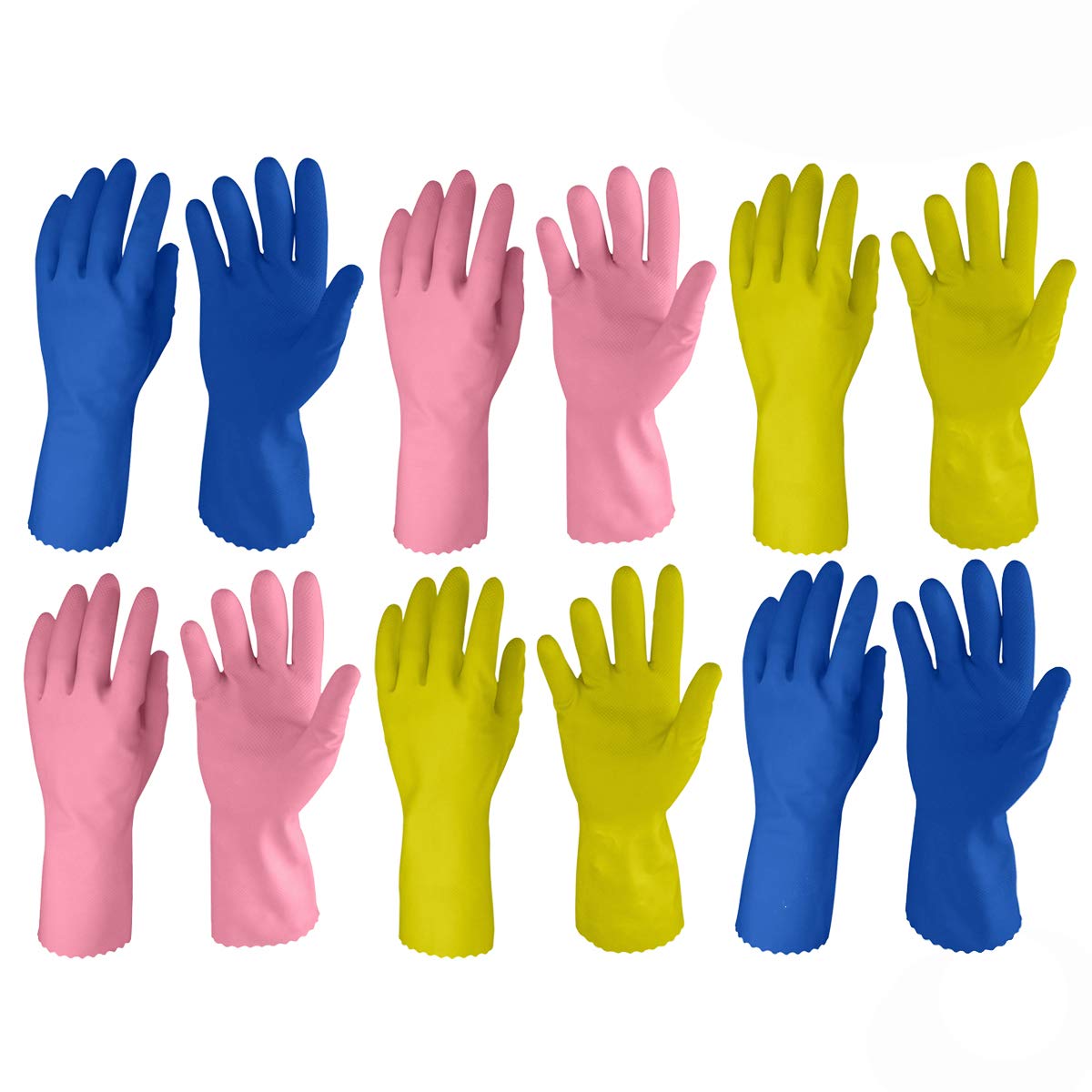 Primeway® Rubber 100% Natural Medium Flocklined Inner Cotton Lining Hand Gloves for Dishwashing | Gardening | Cleaning | Multicolor | 6 Pairs (B01FC0YC2Y) Amazon Price History, Amazon Price Tracker