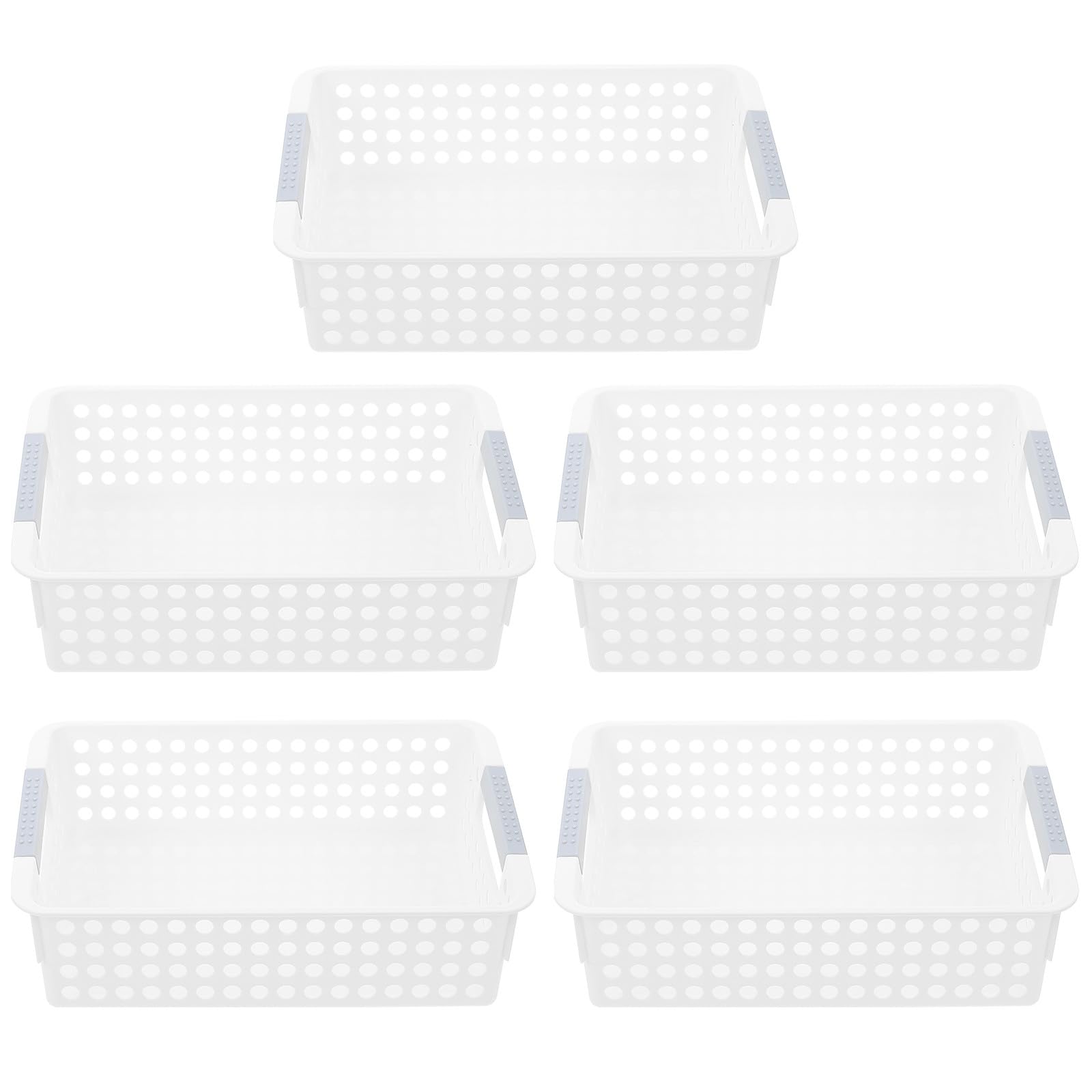 Paniers de rangement plastique robustes | Lot de 5 bacs de stockage durables et élégants