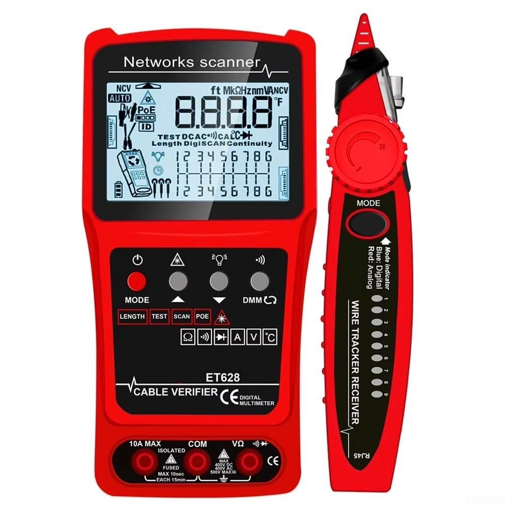 ET624 ET626 ET628 Tester Cavo Digitale Line Finder Con Rilevamento NCV, Rete ABS Wire-Tracker Per Ufficio Industriale (ET628)
