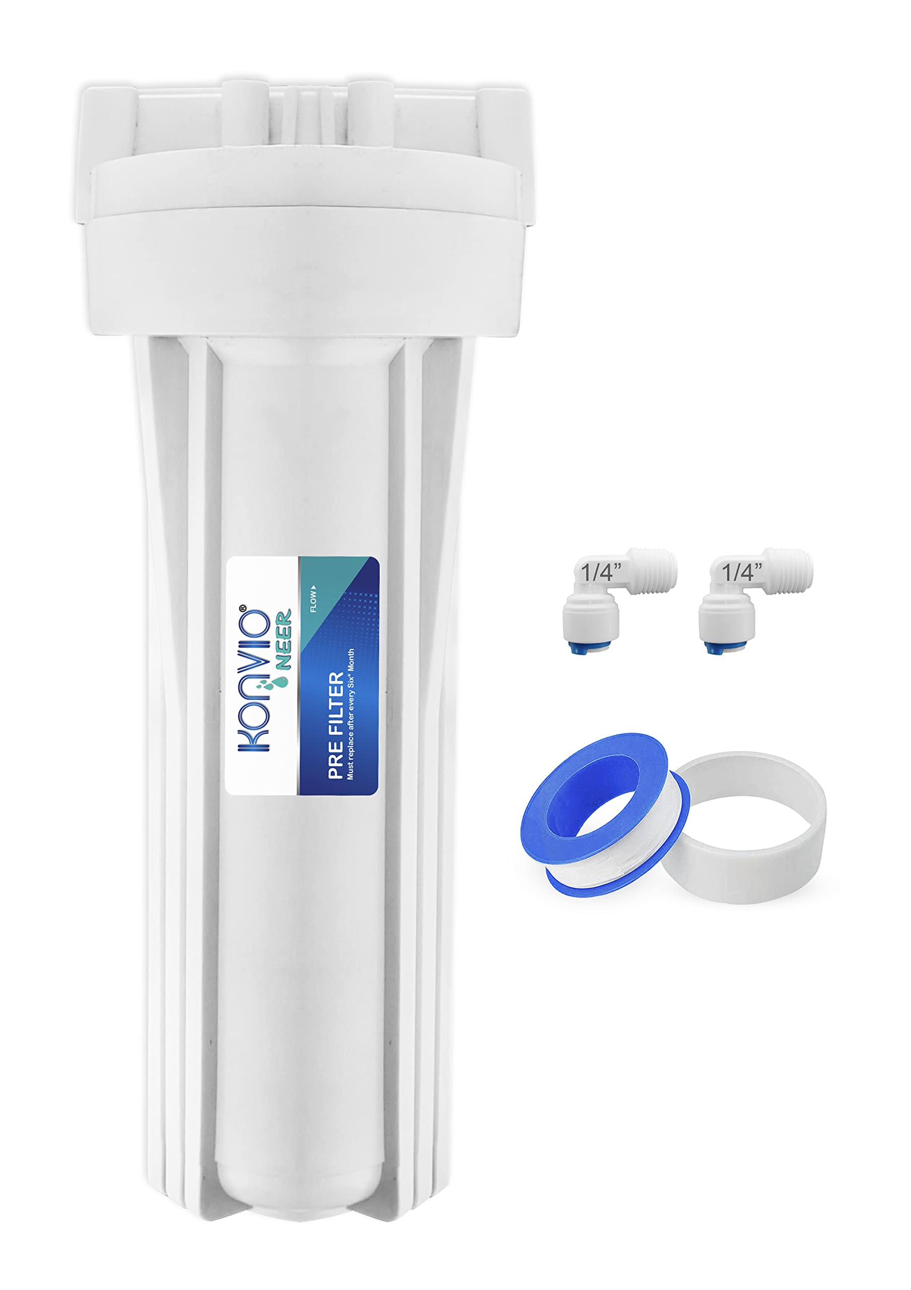 Konvio Neer 10 Inch Pre Filter Housing with 1/4" Elbow Connector for All Domestic RO Water Purifier (PF Housing)-picture-9
