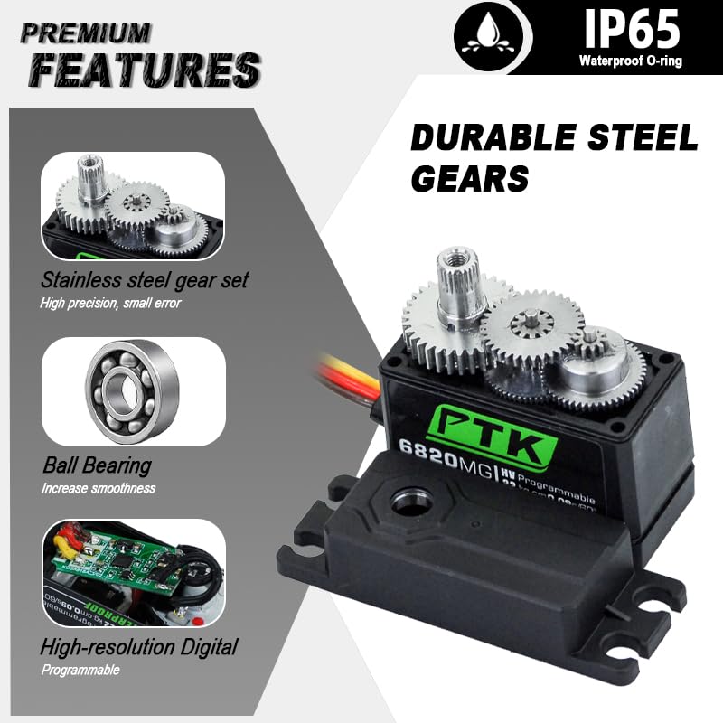 PTK 6820 MG All-metal gear 20kg high-speed large-torque servo motor RC car model fixed-wing U300 (6pcs)