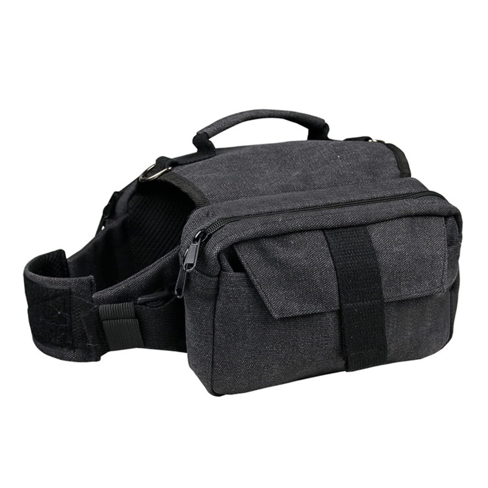Dog Backpack Dog Hiking Backpack with Handle & No Pull D-Rings Dog Saddleback Canvaspack for Medium Large Dogs (Black,M)