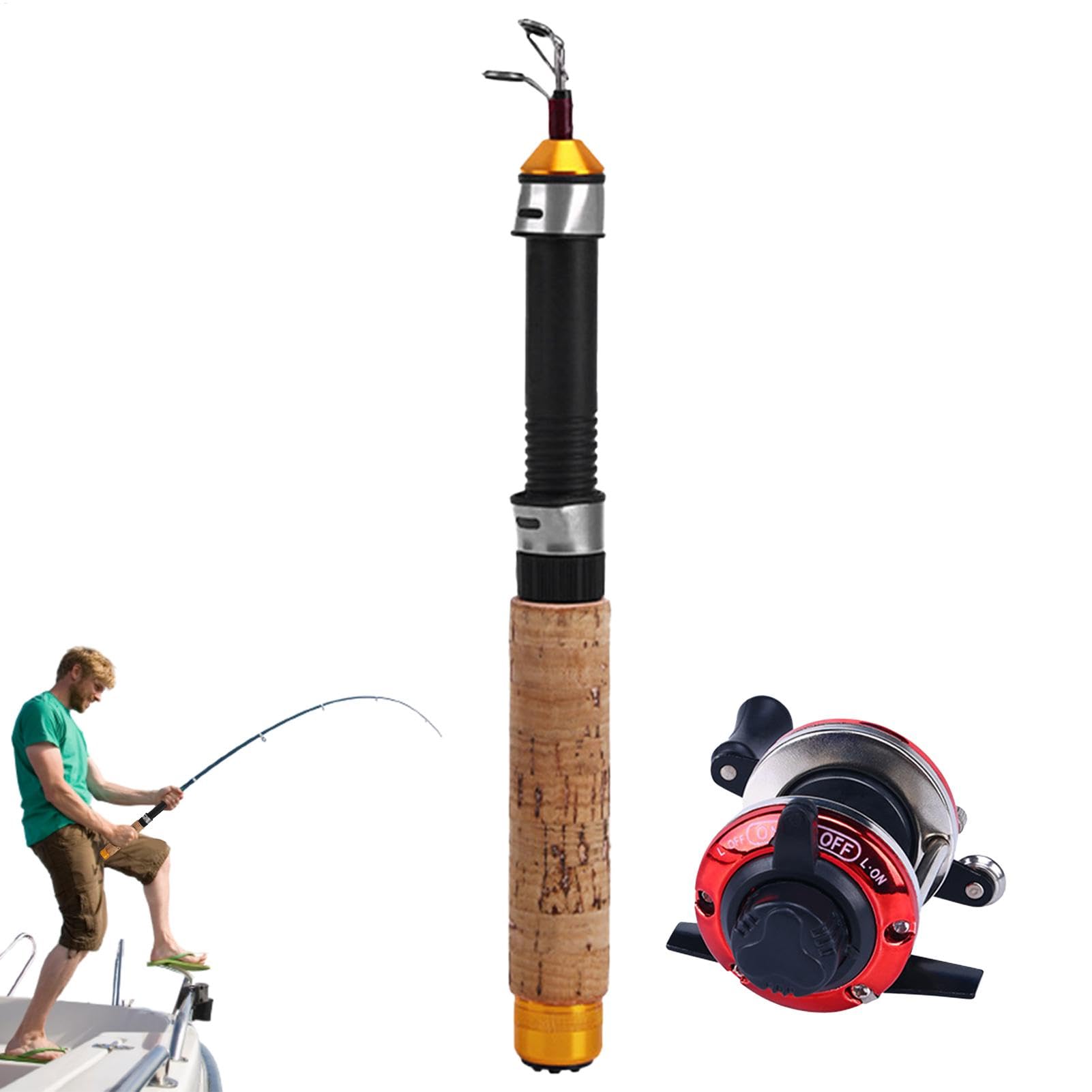 Caña y carrete para pescar en hielo - Carretes duraderos para pescar en hielo | Equipo compacto y ligero para pesca en hielo | Equipo de pesca portátil para agua dulce y salada | Herramientas esencial