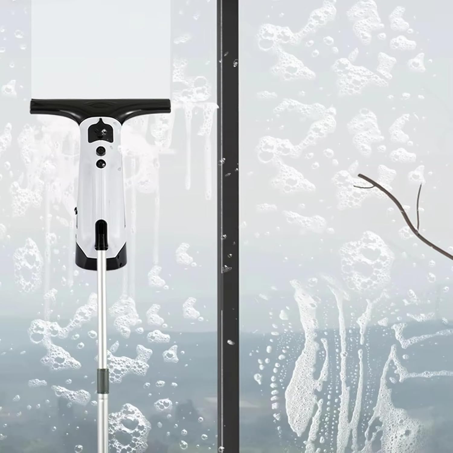 Window Vacuum Squeegee Cordless, 2000Pa Suction Cordless Handheld Cleaner with 280mm Wiper 150ml Tank 2200mAh Battery, Electric Cleaning Tool for Glass Shower Car Window