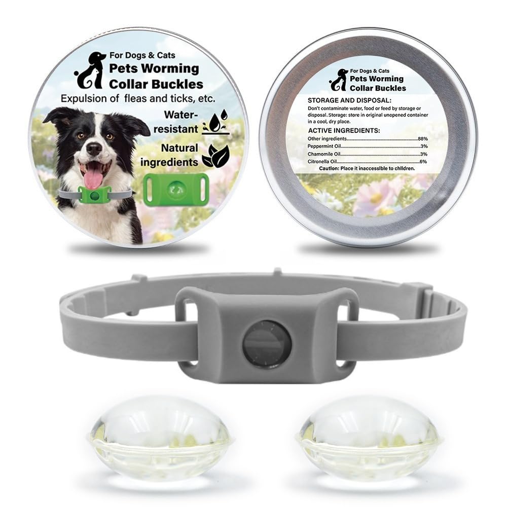 Aquality Pets Collier Antiparasitaire, Anti - Puces Et Tiques pour Chien Et Chat (Gris)