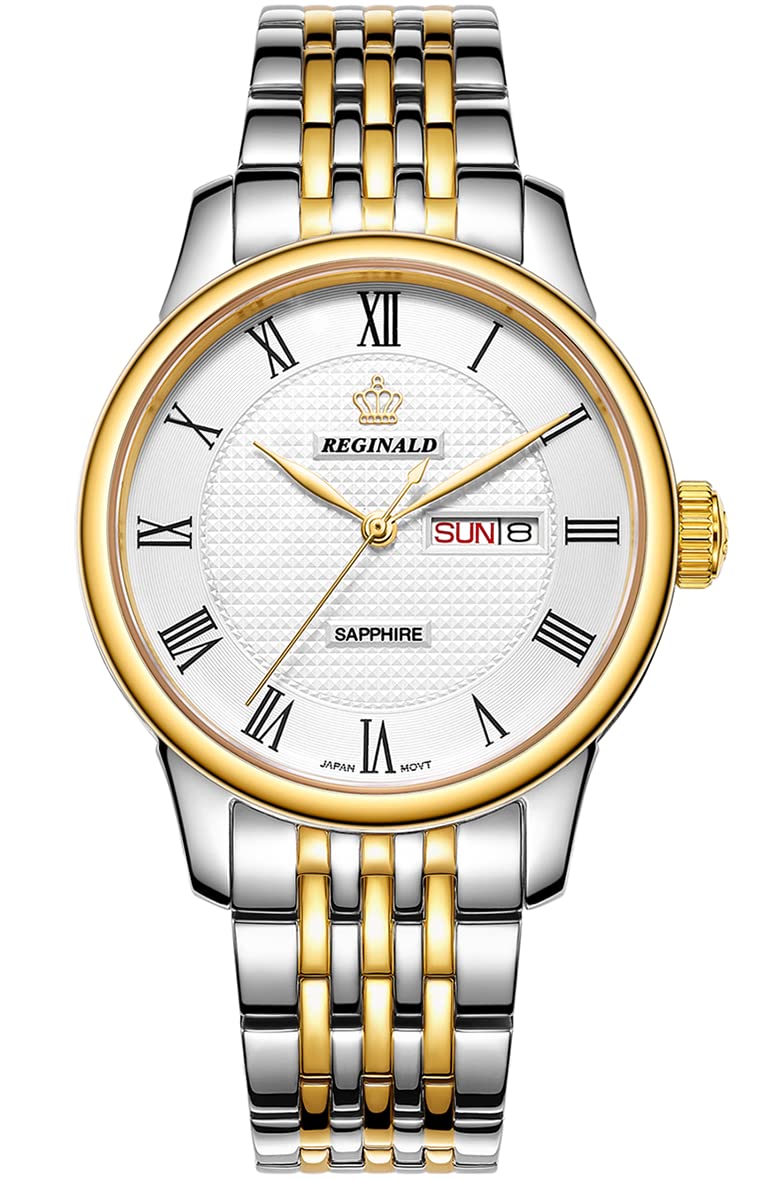 Luxury Mens Watches Sapphire Glass Stainless Steel Case Japanese Quartz Movement Days Week Function Roman Numeral Dial Waterproof Casual Dress Gold Watch for Men, White dial/Roman numeral markers, Luxury; Fashion; Dress (B09Z6QHQSR) Amazon Price History, Amazon Price Tracker