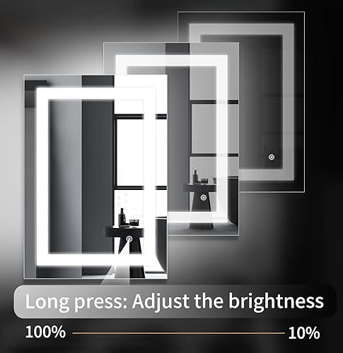 Miniatura 4 de FOMAYKO Espejo de baño LED de 24 x 32 pulgadas, espejo de maquillaje iluminado con luz frontal, espejos regulables montados en la pared con