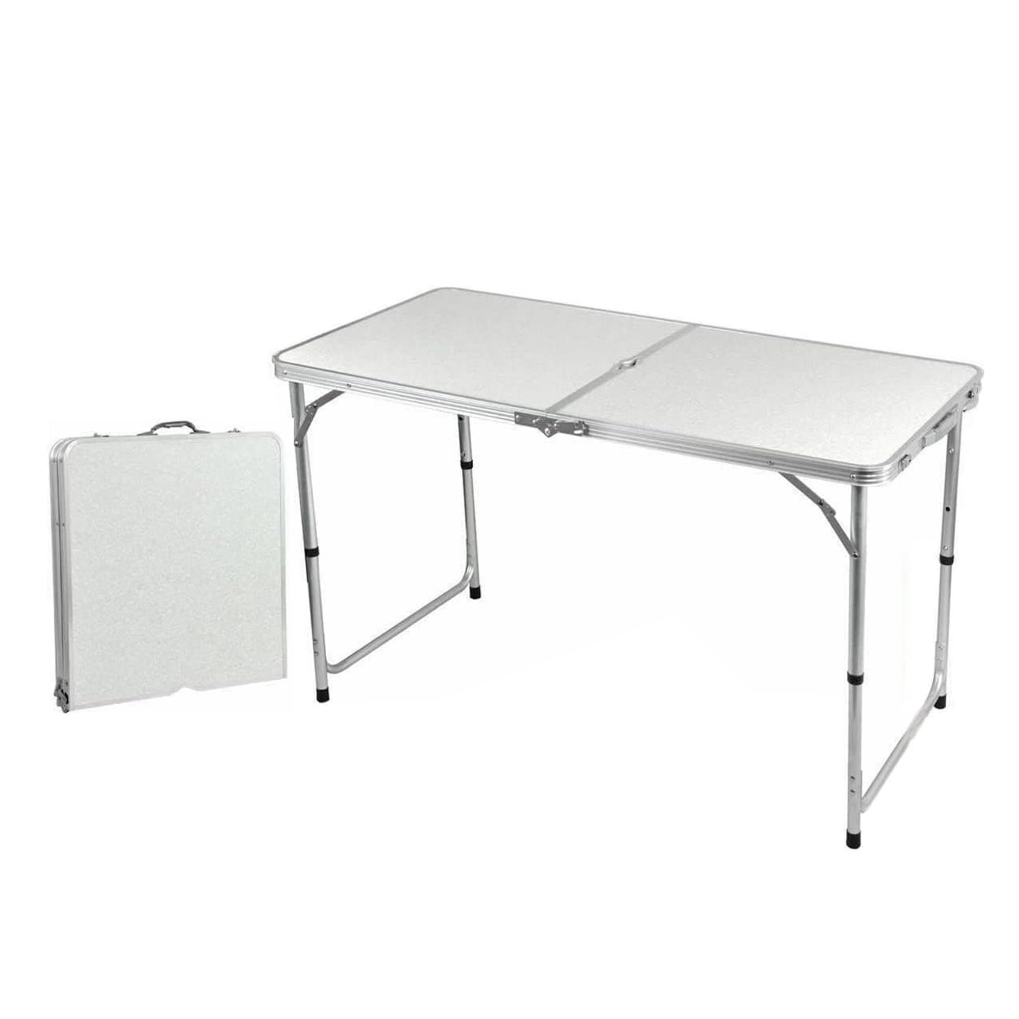 4ft Heavy Duty Portable Folding Table - Extra Strength Dining Tables with Feet | Catering, Camping, Picnic, Bbq, Patio, Garden Party Dinner Trestle Buffet Wedding Market | Indoor Outdoor - White
