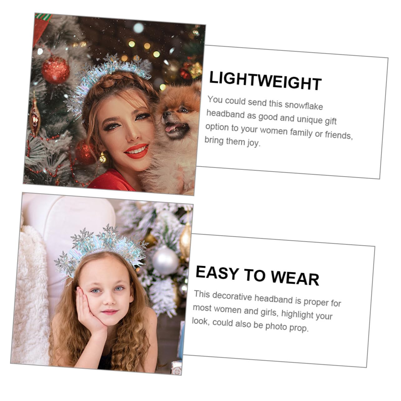 3pezzi Fascia Per Capelli Invernale Donna Fiocchi Di Accessori Per Capelli Natalizi Glitterati Per Feste e Occasioni Speciali