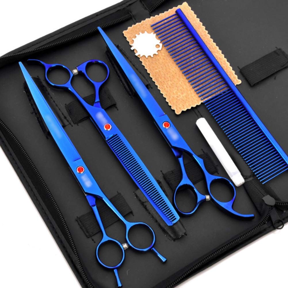 8In Professional Pet Grooming Scissors Set, 4-Teilig 440C Japanischer Stahl, Gerade, Gebogen, Effilierschere, Kamm Für Hund Katze