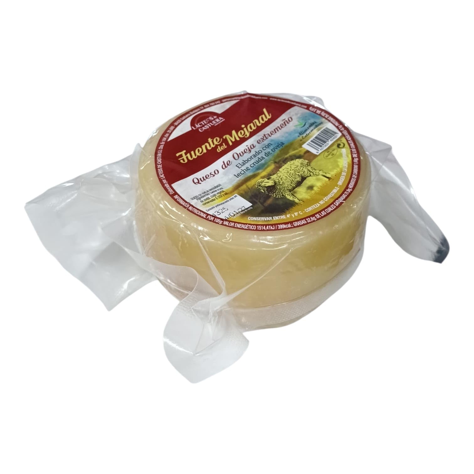 Queso echo en la serena de Oveja Semicurado Fuente Mejaral 700 g aprox – Leche Cruda de Oveja Merina – Queso Artesano Extremeño – Textura Firme Ideal para Corte - Queso Producido en La Serena