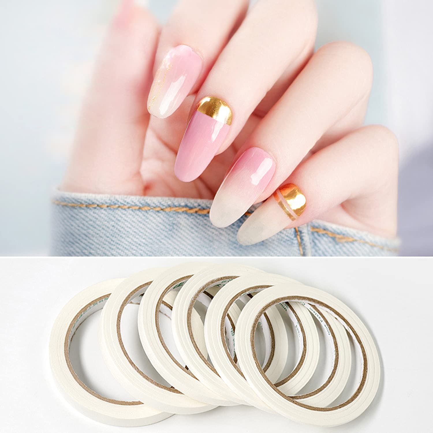 Amazon.co.jp: 6個 ネイルアートテープ フレンチマニキュア、ホワイト